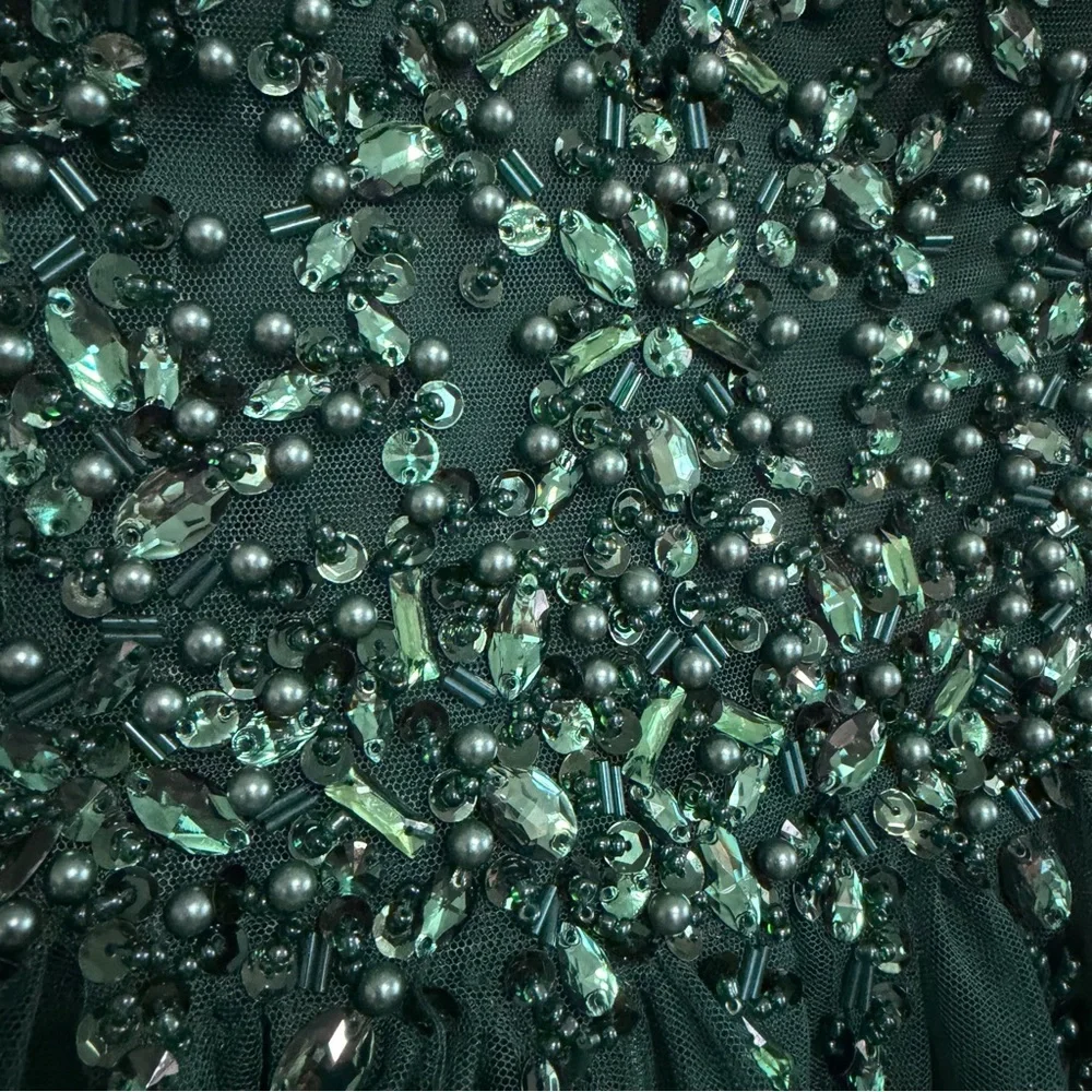 GB Emerald Green Beaded Sequined V Neck Tank Formal Dress Size 13, NWT - Picture 3 of 12
